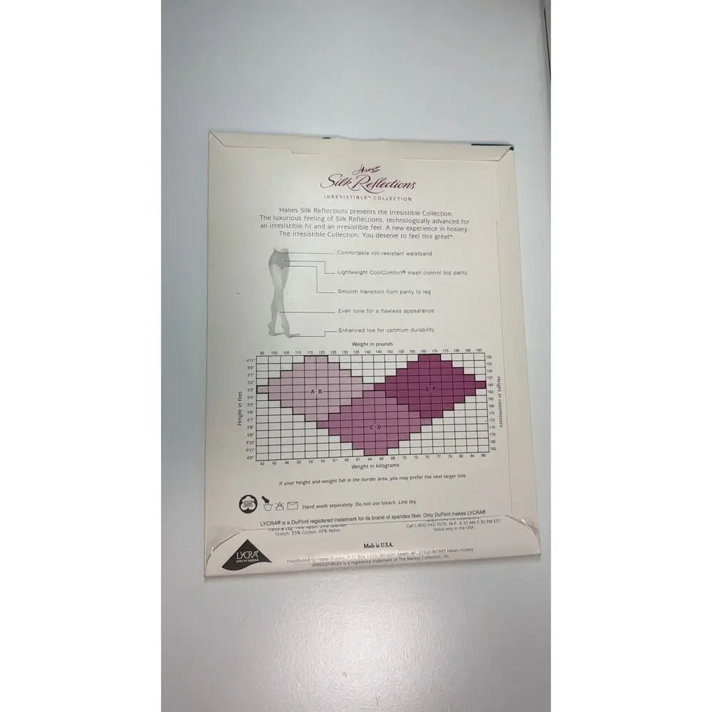 NWT VTG Hanes Silk Reflections Pantyhose Matte Sheer Control Top Stockings EF